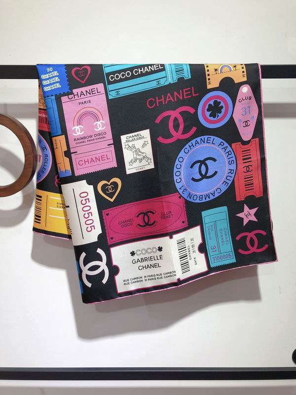 Chanel silk scarf 90X90cm E06 (5)